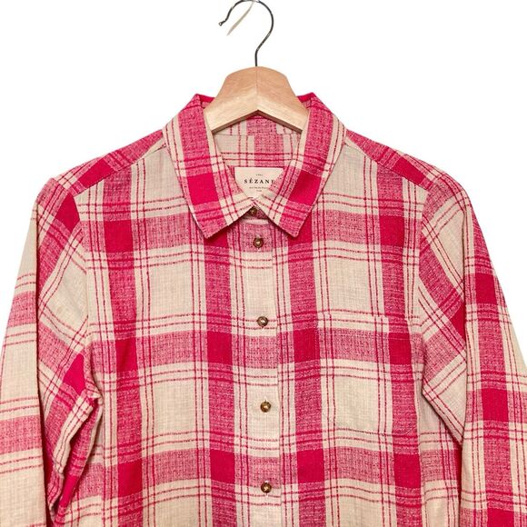 Sezane  Paris Tomboy Shirt Linen Blend  Women's Size 4 FR 36 Button Down Top - Picture 7 of 14